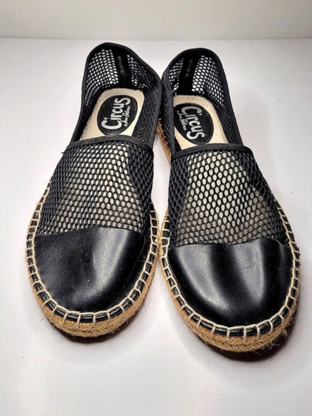 Circus by Sam Edelman Lena Black Mesh Espadrille Flat Size: US 9